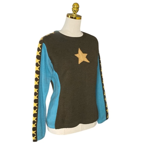 FREE PEOPLE | Wool Blend Star Crewneck Knit Sweater Size L - Picture 2 of 7